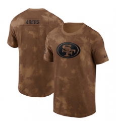 Men San Francisco 49ers 2023 Brown Salute To Service Sideline T Shirt