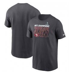 Men San Francisco 49ers Anthracite 2023 NFC Champions Locker Room Trophy Collection T Shirt
