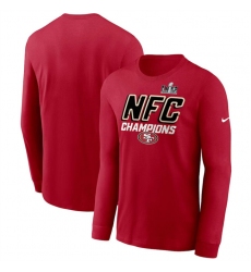 Men San Francisco 49ers Scarlet 2023 NFC Champions Iconic Long Sleeve T Shirt