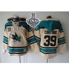 Men San Jose Sharks 39 Logan Couture Cream Sawyer Hooded Sweatshirt 2016 Stanley Cup Final Patch Stitched NHL Jersey