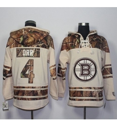 Bruins #4 Bobby Orr Cream Camo Stitched NHL Hoody