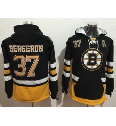 Men Boston Bruins 37 Patrice Bergeron Black Name  26 Number Pullover NHL Hoodie