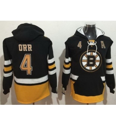 Men Boston Bruins 4 Bobby Orr Black Name  26 Number Pullover NHL Hoodie
