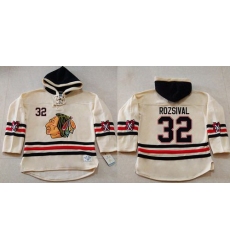 Men Chicago Blackhawks 32 Michal Rozsival Cream Heavyweight Pullover Hoodie Stitched NHL Jersey