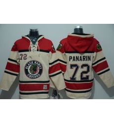 Men Chicago Blackhawks 72 Artemi Panarin Cream Sawyer Hooded Sweatshirt Stitched NHL Jersey