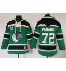 Men Chicago Blackhawks 72 Artemi Panarin Green St  Patrick Day McNary Lace Hoodie Stitched NHL Jersey