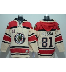 Men Chicago Blackhawks 81 Marian Hossa Gream Sawyer Hooded Sweatshirt Stitched NHL Jersey