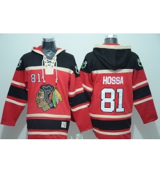 Men Chicago Blackhawks 81 Marian Hossa Red Sawyer Hooded Sweatshirt Stitched NHL Jersey