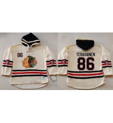 Men Chicago Blackhawks 86 Teuvo Teravainen Cream Heavyweight Pullover Hoodie Stitched NHL Jersey