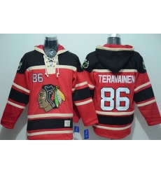 Men Chicago Blackhawks 86 Teuvo Teravainen Red Sawyer Hooded Sweatshirt Stitched NHL Jersey