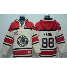 Men Chicago Blackhawks 88 Patrick Kane Cream Sawyer Hooded Sweatshirt Stitched NHL Jersey