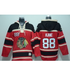 Men Chicago Blackhawks 88 Patrick Kane Red Sawyer Hooded Sweatshirt Stitched NHL Jersey