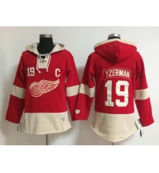 Men Detroit Red Wings 19 Yzerman  Red Stitched  NHL Hoodie