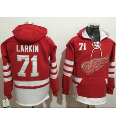 Men Detroit Red Wings 71 Dylan Larkin Red Name  26 Number Pullover NHL Hoodie