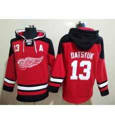 Men Detroit Red Wings Pavel Datsyuk 13 Red Stitched NHL Hoodie
