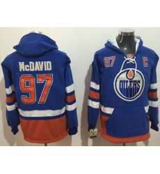 Men Edmonton Oilers 97 Connor McDavid Light Blue Name  26 Number Pullover NHL Hoodie