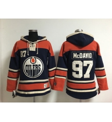 Men Edmonton Oilers 97 Connor McDavid Light dark Blue Stitched NHL Hoodie