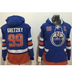 Men Edmonton Oilers 99 Wayne Gretzky Light Blue Name  26 Number Pullover NHL Hoodie