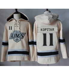 Men Los Angeles Kings 11 Anze Kopitar Cream Sawyer Hooded Sweatshirt Stitched NHL Jersey
