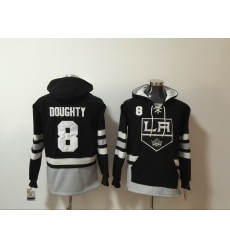 Men Los Angeles Kings 8 Drew Doughty Black All Stitched Hooded Sweatshirt