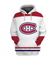 Men Montreal Canadiens White All Stitched Hooded Sweatshirt