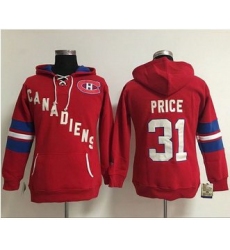 Women Montreal Canadiens 31 Carey Price Red Old Time Heidi NHL Hoodie