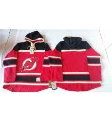 Men New Jersey Devils Blank Red Sawyer Hooded Sweatshirt Stitched NHL Jersey