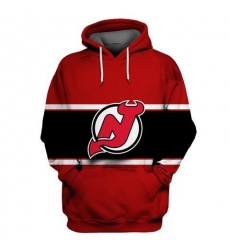 Men New Jersey Devils Red All Stitched Hooded Sweatshirt