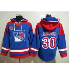 Men New York Rangers Henrik Lundqvist 30 Blue Stitched NHL Hoodie