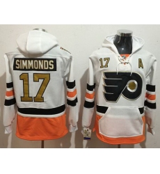 Men Philadelphia Flyers 17 Wayne Simmonds White 3rd Name  26 Number Pullover NHL Hoodie