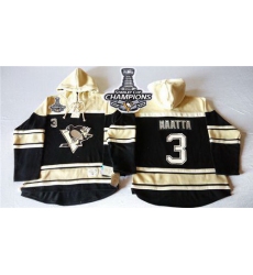 Men Pittsburgh Penguins 3 Olli Maatta Black Sawyer Hooded Sweatshirt 2016 Stanley Cup Champions Stitched NHL Jersey