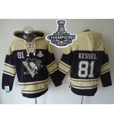 Men Pittsburgh Penguins 81 Phil Kessel Black Sawyer Hooded Sweatshirt 2017 Stanley Cup Finals Champions Stitched NHL Jersey