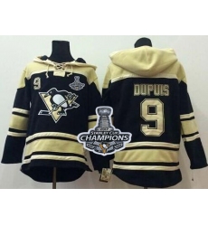 Men Pittsburgh Penguins 9 Pascal Dupuis Black Sawyer Hooded Sweatshirt 2017 Stanley Cup Finals Champions Stitched NHL Jersey