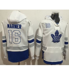 Men Toronto Maple Leafs 16 Mitchell Marner White Name  26 Number Pullover NHL Hoodie