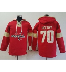 Men Washington Capitals 70 Braden Holtby Red Pullover Hoodie Stitched NHL Jersey