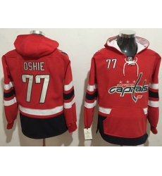 Men Washington Capitals 77 T J Oshie Red Name  26 Number Pullover NHL Hoodie