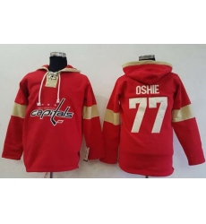 Men Washington Capitals 77 T J Oshie Red Pullover Hoodie Stitched NHL Jersey