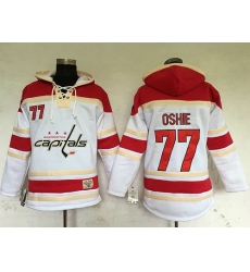Men Washington Capitals 77 T J Oshie White Sawyer Hooded Sweatshirt Stitched NHL Jersey