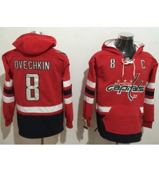 Men Washington Capitals 8 Alex Ovechkin Red Name  26 Number Pullover NHL Hoodie
