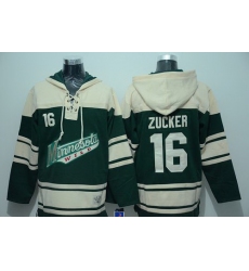 Men Minnesota Wild 16 Jason Zucker Green Sawyer Hooded Sweatshirt Stitched NHL Jersey