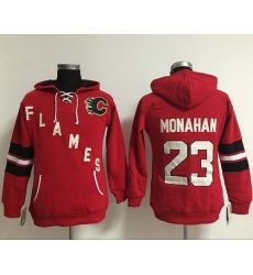 Calgary Flames 23 Sean Monahan Red Women Old Time Heidi NHL Hoodie