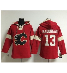 Men Calgary Flames 13 Johnny Gaudreau Red Pullover NHL Hoodie