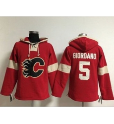 Men Calgary Flames 5 Mark Giordano Red Pullover NHL Hoodie