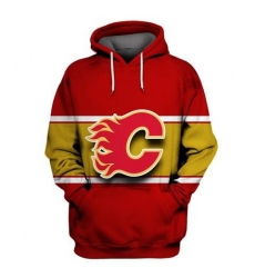 Men Calgary Flames Red All Stitched Hooded Sweatshirt