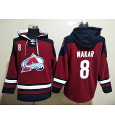 Men Colorado Avalanche Cale Makar 8 Red Stitched NHL Hoodie