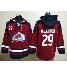 Men Colorado Avalanche Nathan MacKinnon 29 Red Stitched NHL Hoodie