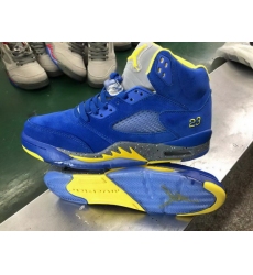 Men Air Jordan 5 Retro Blue Yellow Basket Ball Shoes