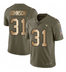 Men Nike Arizona Cardinals 31 David Johnson Limited OliveGold 2017 Salute to Service NFL Jersey