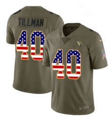 Men Nike Arizona Cardinals 40 Pat Tillman Limited OliveUSA Flag 2017 Salute to Service NFL Jersey