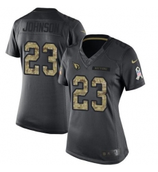 Nike Cardinals #23 Chris Johnson Black Womens Stitched NFL Limited 2016 Salute to Service Jersey